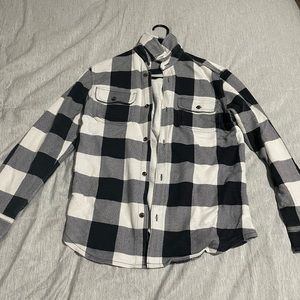 Thick black and white flannel.